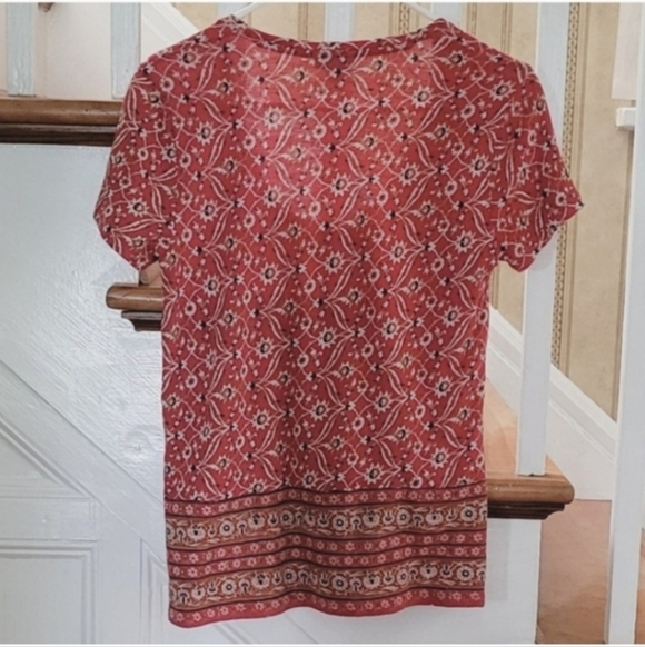 LUCKY BRAND Shortsleeve Red White Shirt Size Small - Picture 2 of 5